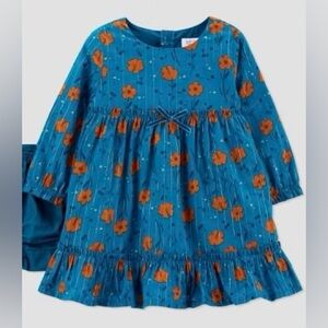 Carters special occassion floral teal and orange long sleeve dress 18 months